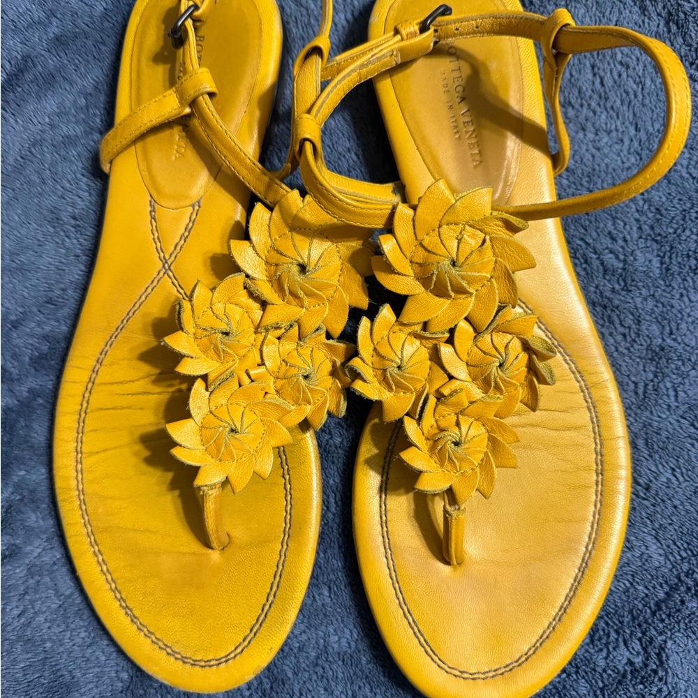 Bottega Veneta Yellow Floral Sandals